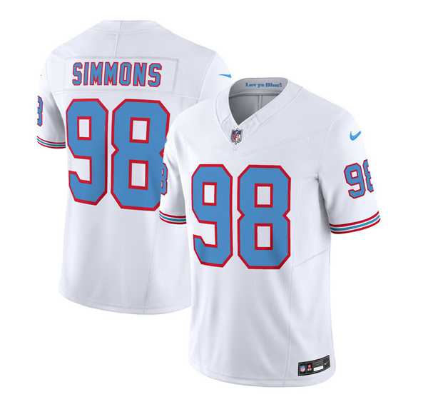 Men & Women & Youth Tennessee Titans #98 Jeffery Simmons White 2023 F.U.S.E. Vapor Limited Throwback Jersey